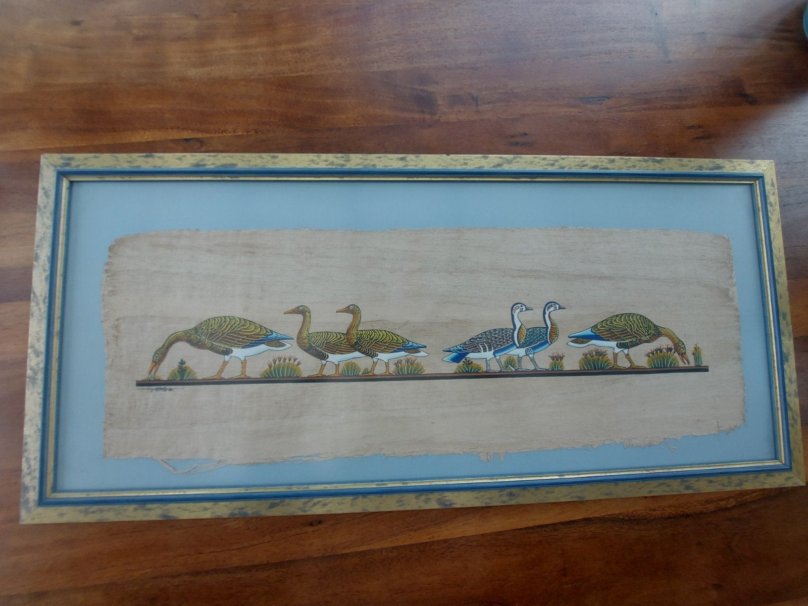 peinture artisanale sur papyrus, les oies de Meidoum, Enlèvement
