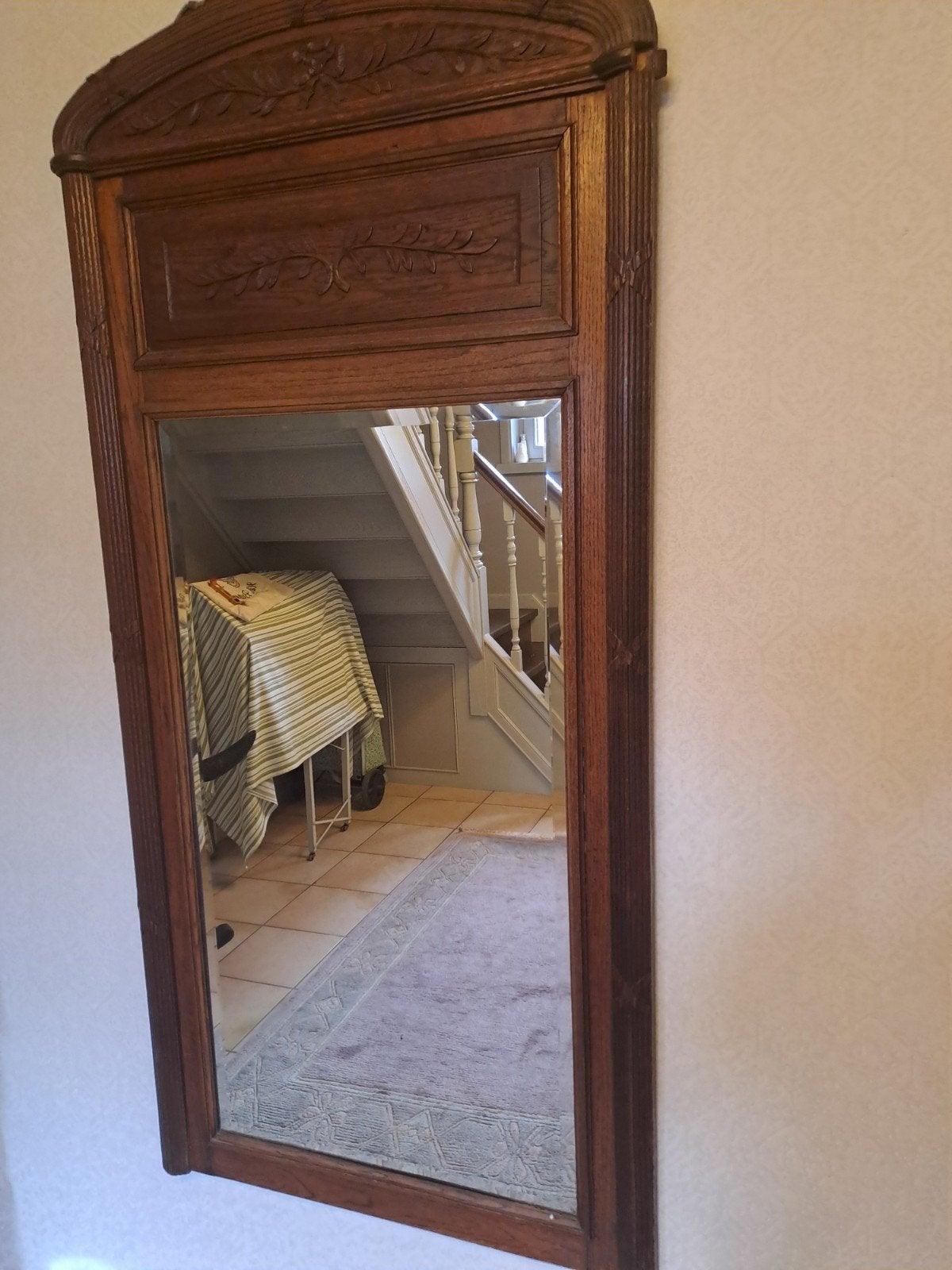 ancien miroir d'entrée avec sculptures., Antiquités & Art, Antiquités | Miroirs, Enlèvement