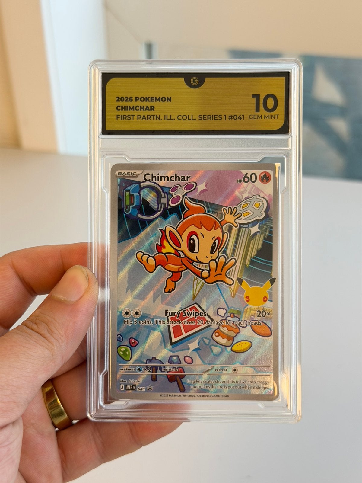 Illustration du partenaire de Pokemon Chimchar #041 GRADE 10, Enlèvement ou Envoi, Neuf, Cartes en vrac, Foil