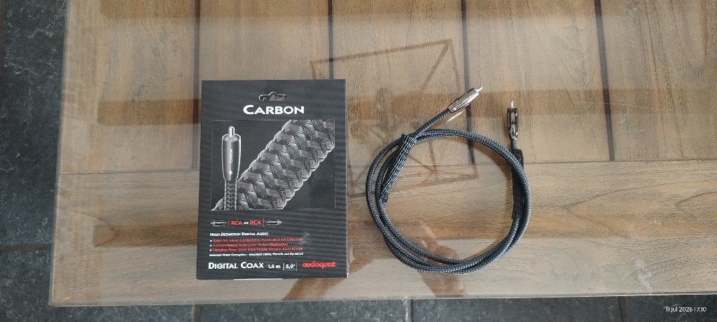 AudioQuest Digital Coax CARBON (1,5 meter), TV, Hi-fi & Vidéo, Enlèvement, Comme neuf, Moins de 2 mètres, Câble coaxial