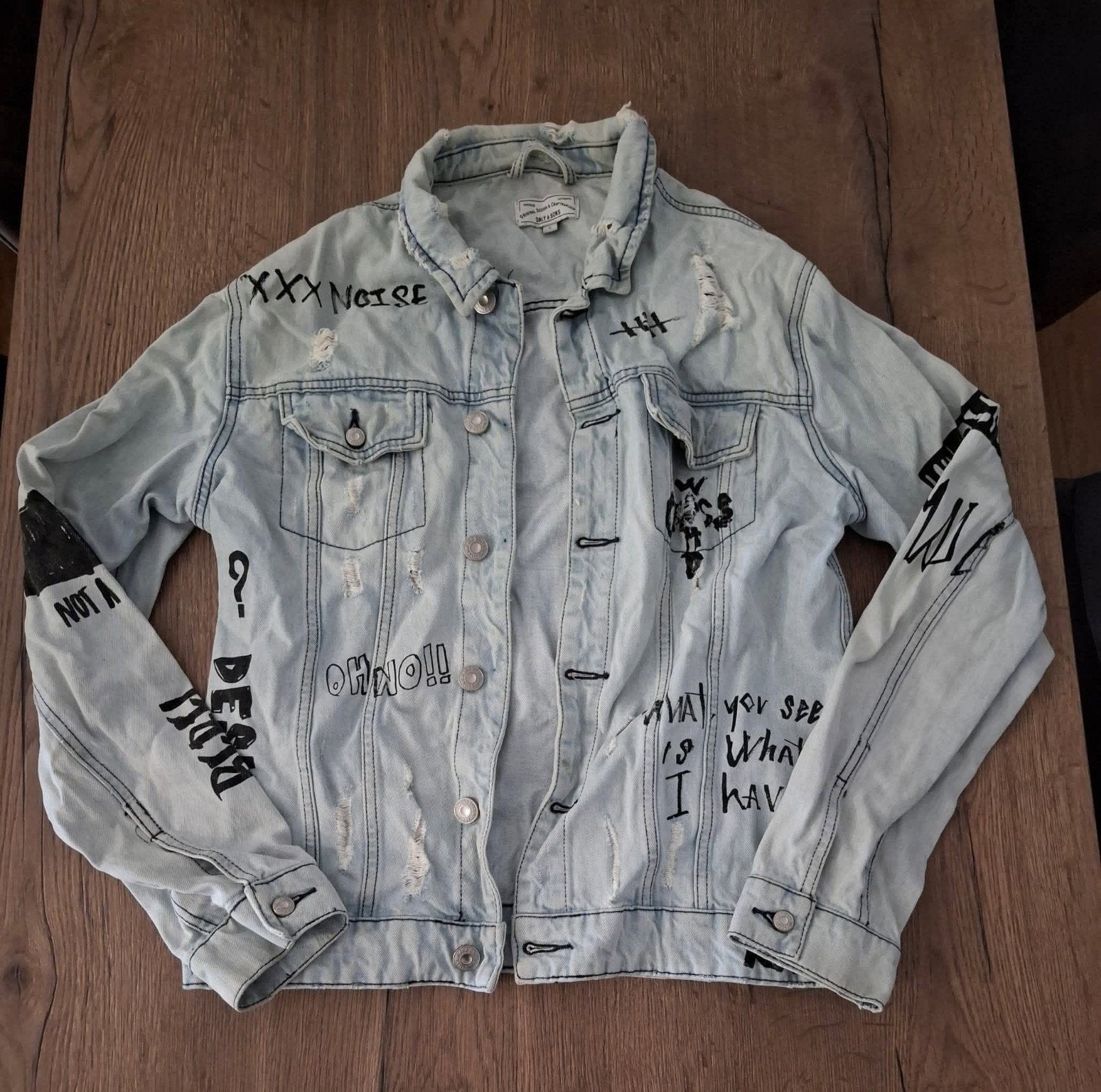 Only & Sons jeansvest met print maat L, Kleding | Heren, Jassen | Zomer, Ophalen, Maat 52/54 (L)