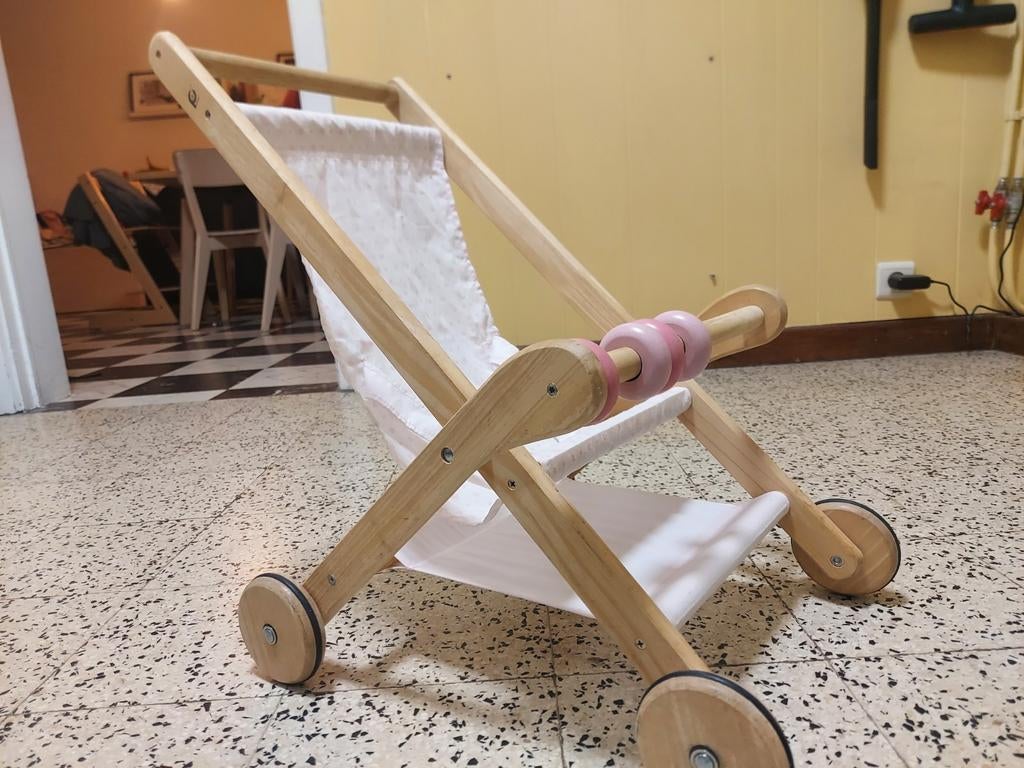 Houten Pintoys poppenbuggy, Ophalen, Gebruikt, Duw- of Trekspeelgoed