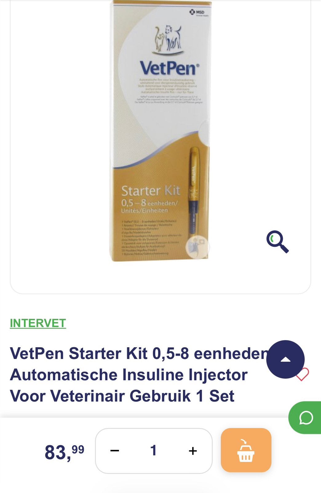 Kit de démarrage Caninsulin Vetpen, Enlèvement ou Envoi