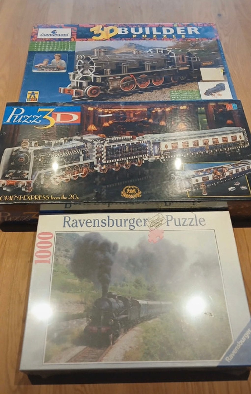 3 puzzels waaronder 3D met thema treinen nieuw !, Hobby en Vrije tijd, Ophalen of Verzenden, 500 t/m 1500 stukjes, Nieuw, Legpuzzel