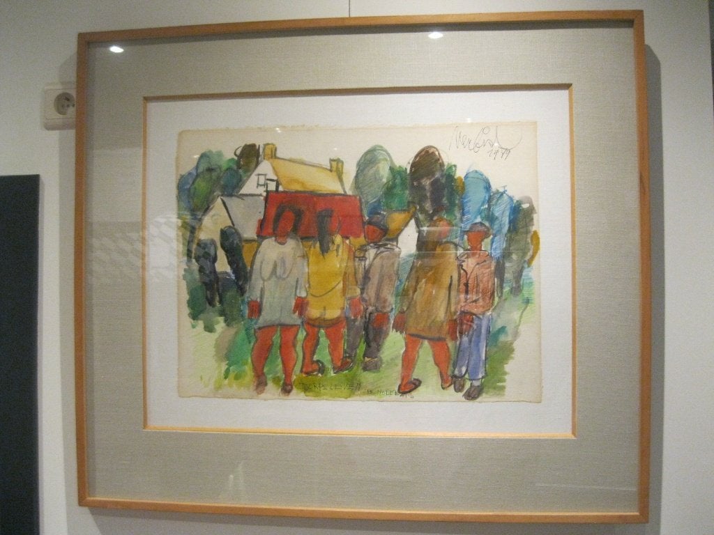 Maurice Verbist — La vie de village à Nodebais, Antiquités & Art, Aquarelle, Expressionniste, Enlèvement, Paysage urbain / rural
