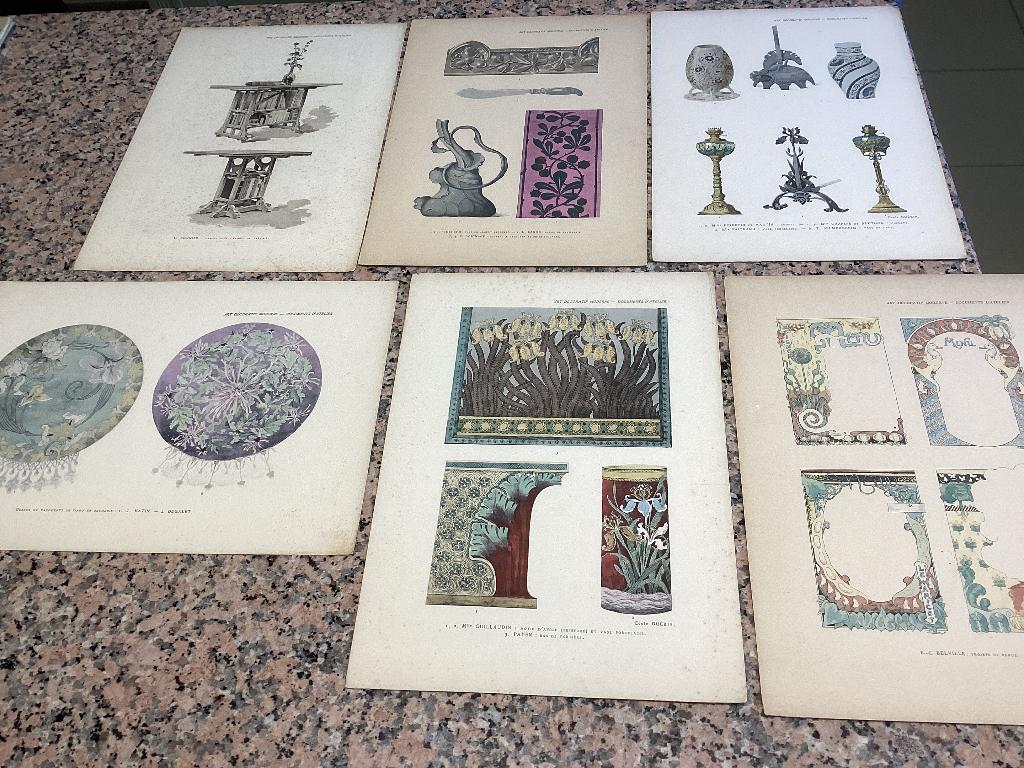 Lot van 6 historische kunstprenten ART DECORATIF  Moderne, Enlèvement ou Envoi