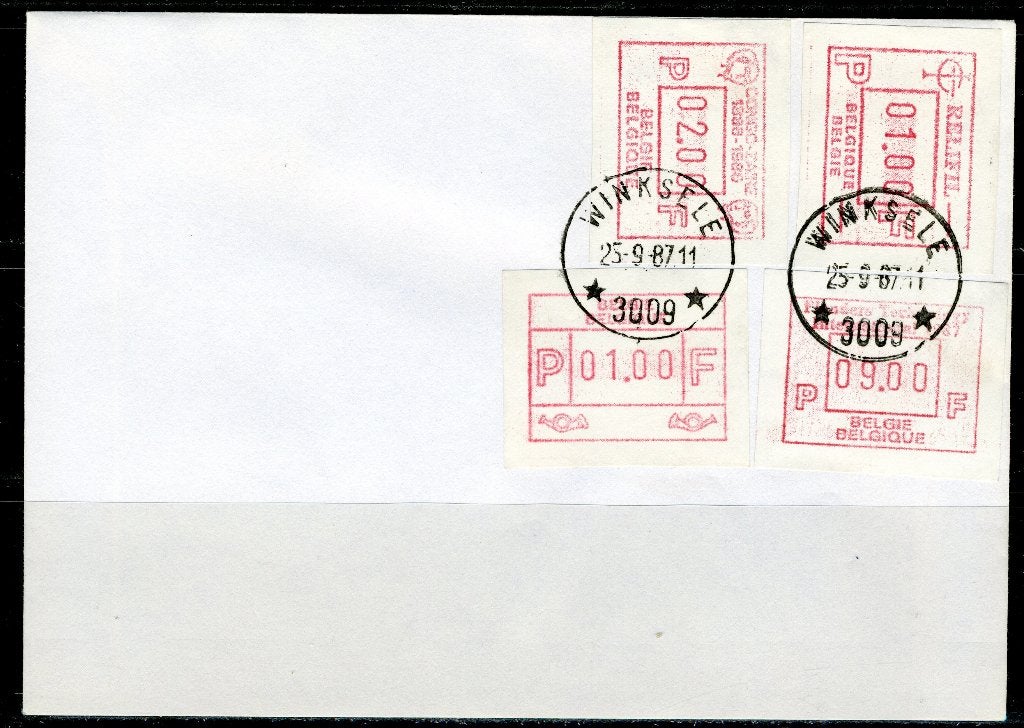 (B) ATM59-60-62-64 Envelop - België-Relifil-Congo-Flanders, Verzenden, Gestempeld, 1e dag stempel