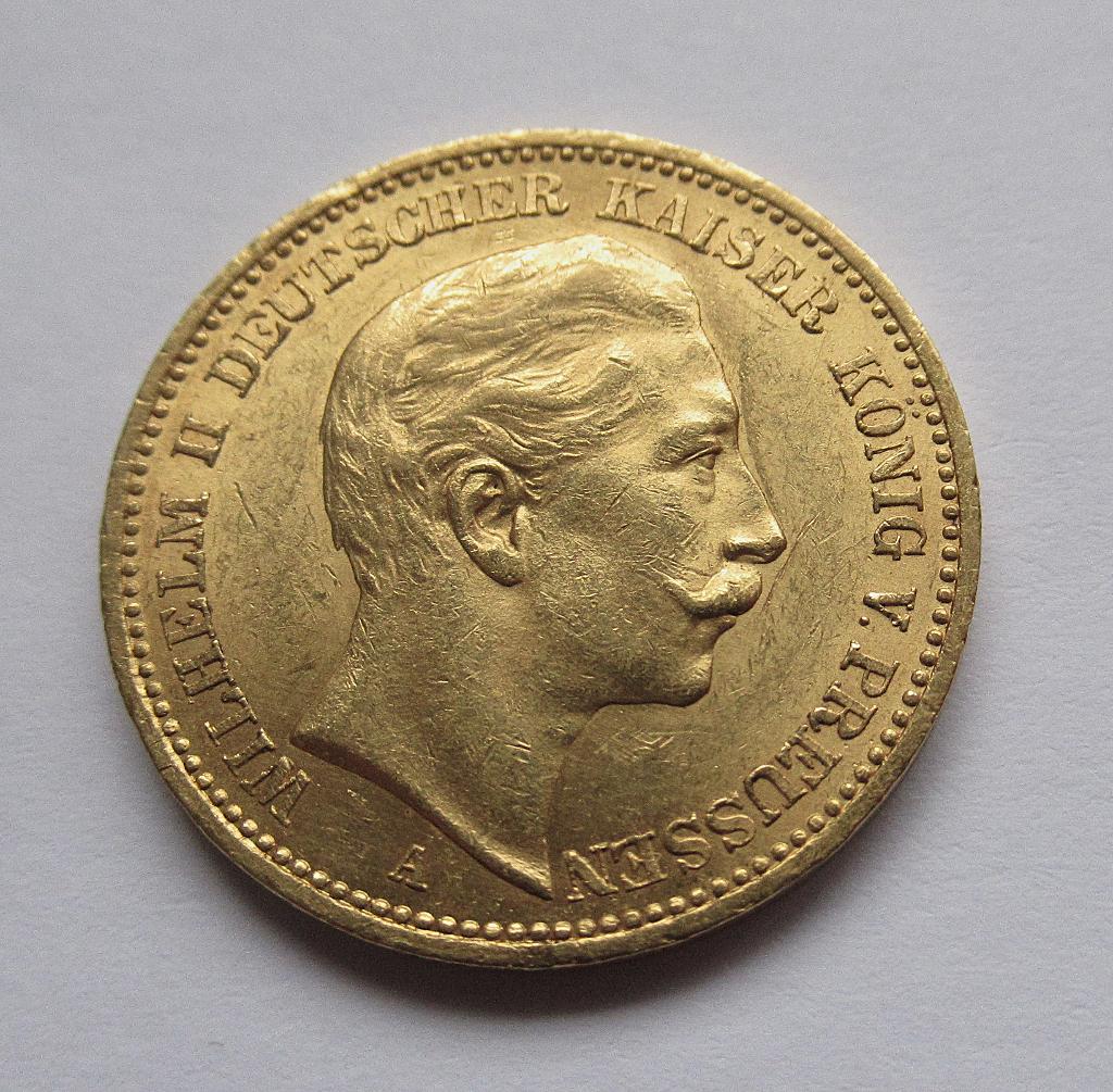 Prussia 20 mark 1895 wilhelm ii, Verzenden, Duitsland, Goud