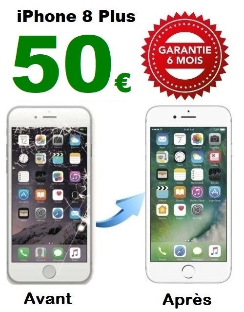 Réparation écran iPhone 8 Plus pas cher à Bruxelles Garantie, Enlèvement, Autres types, Apple