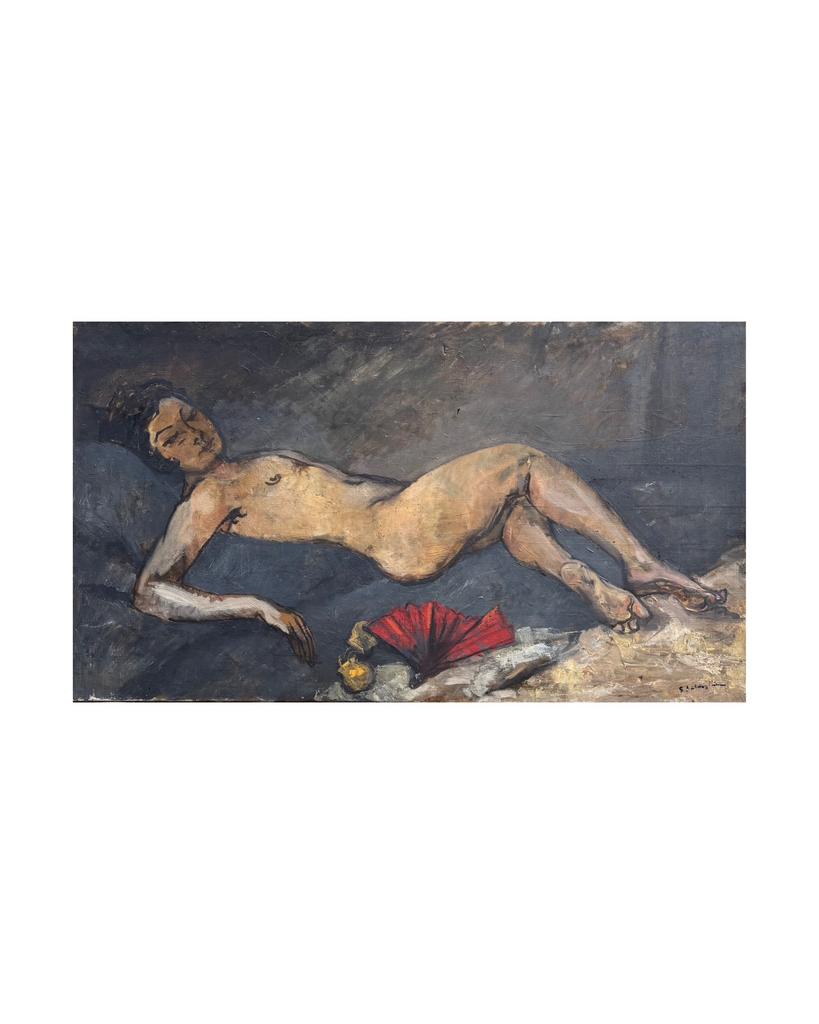 Groot liggend naakt door Gustave Balenghien (140x80), Antiek en Kunst, Ophalen
