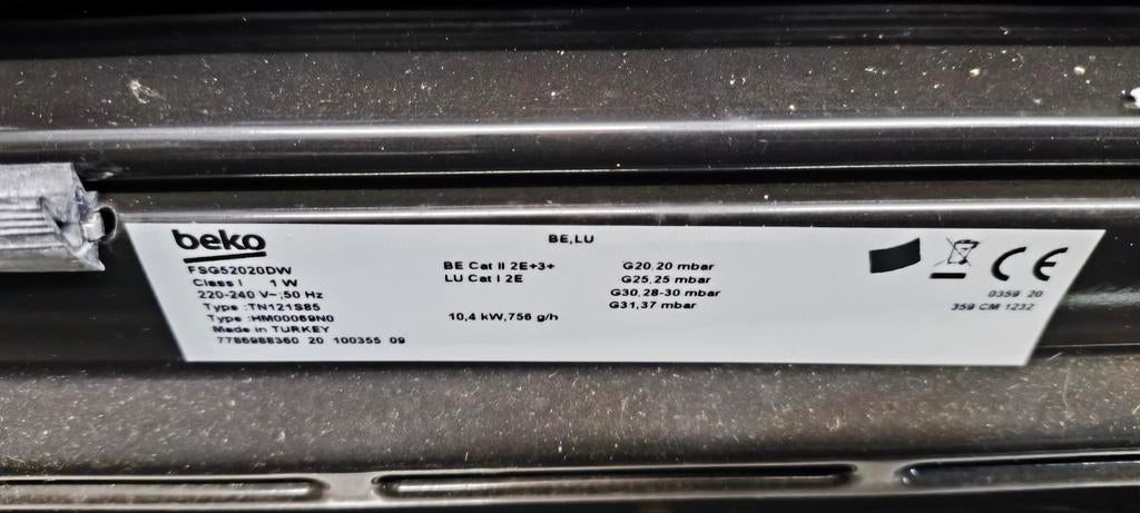 Beko gasfornuis, Ophalen, Gas