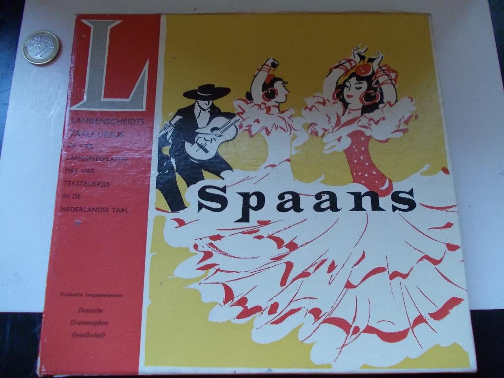 Langenscheidts taalcursus Spaans, Voor 1960, 7 inch, Ophalen of Verzenden, Zo goed als nieuw