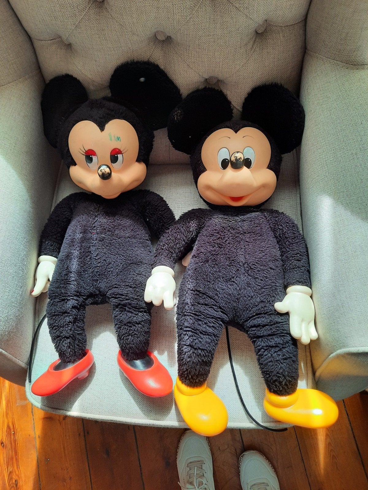Vintage Mickey & Minnie Mouse Ajena Knuffels, Ophalen of Verzenden, Mickey Mouse, Gebruikt
