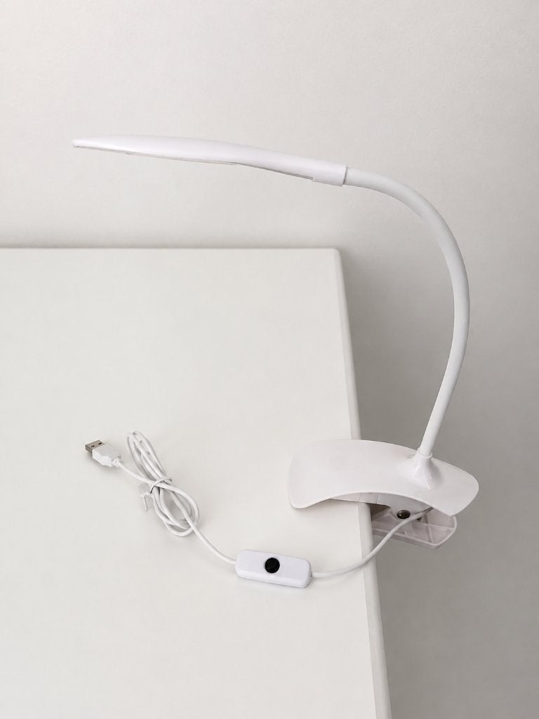 Lampe LED USB blanche à pince – orientable à 360, Neuf, Autres culots, Réglable, Blanc