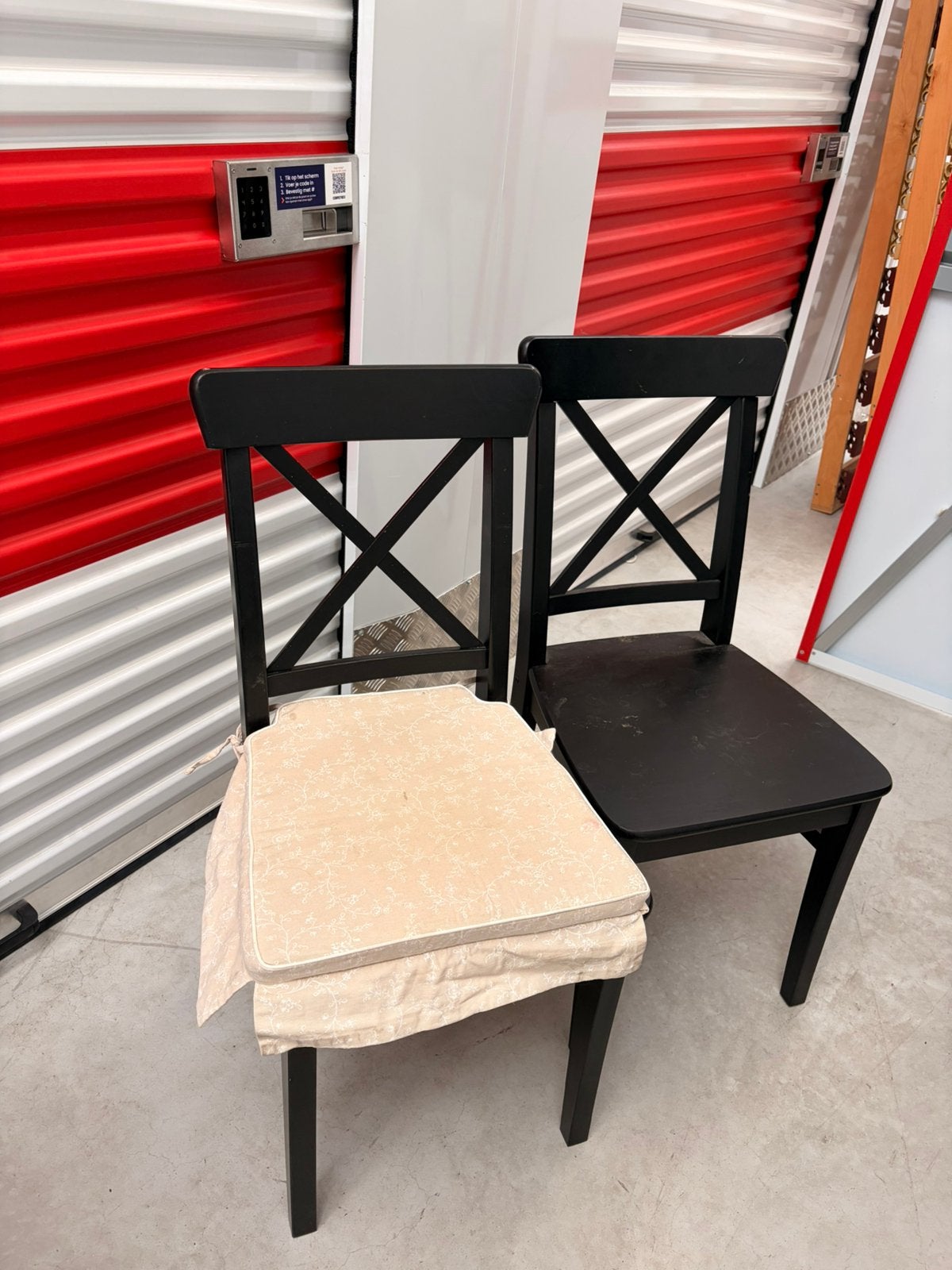 Tafel stoelen met kussens, Huis en Inrichting, Ophalen, Gebruikt, Zwart, Vijf, Zes of meer stoelen