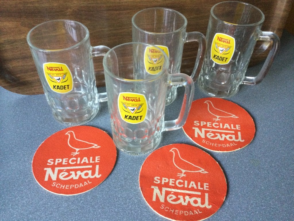 Oude bierglazen De Neve Neval Kadet, Verzamelen, Ophalen of Verzenden, Nieuw, Glas of Glazen