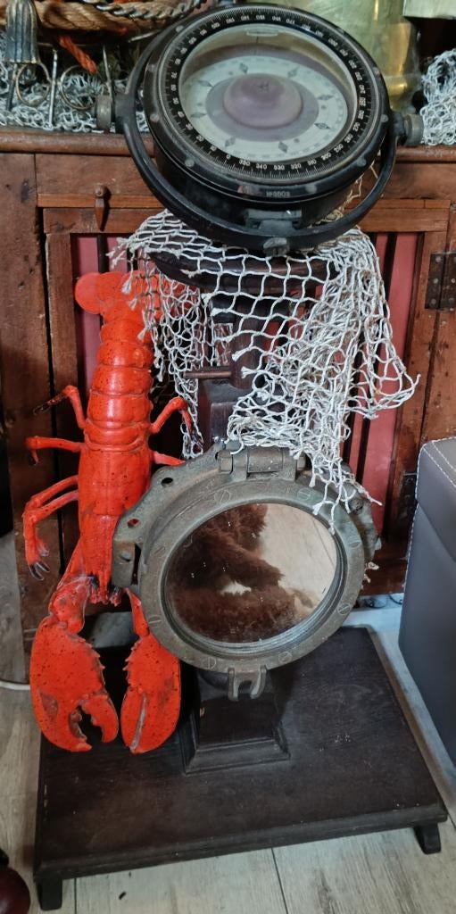 Scheepskompas en patrijspoort op verstelbare voet te koop., Ophalen of Verzenden, Gebruikt