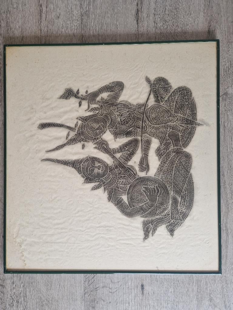 Thaise tempelwrijving op rijstpapier, Antiek en Kunst, Ophalen