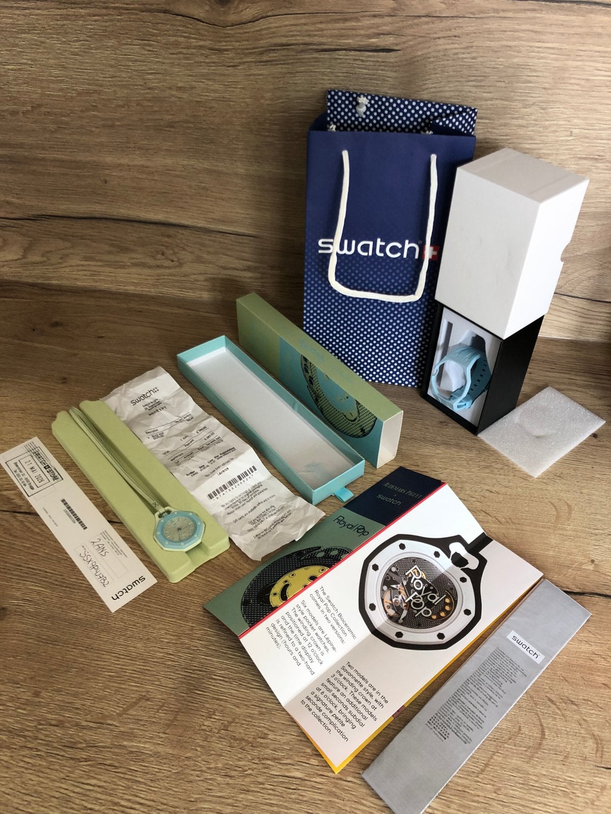 Swatch X AP Blaue Acht, Ophalen of Verzenden, Zo goed als nieuw, Zakhorloge, Swatch