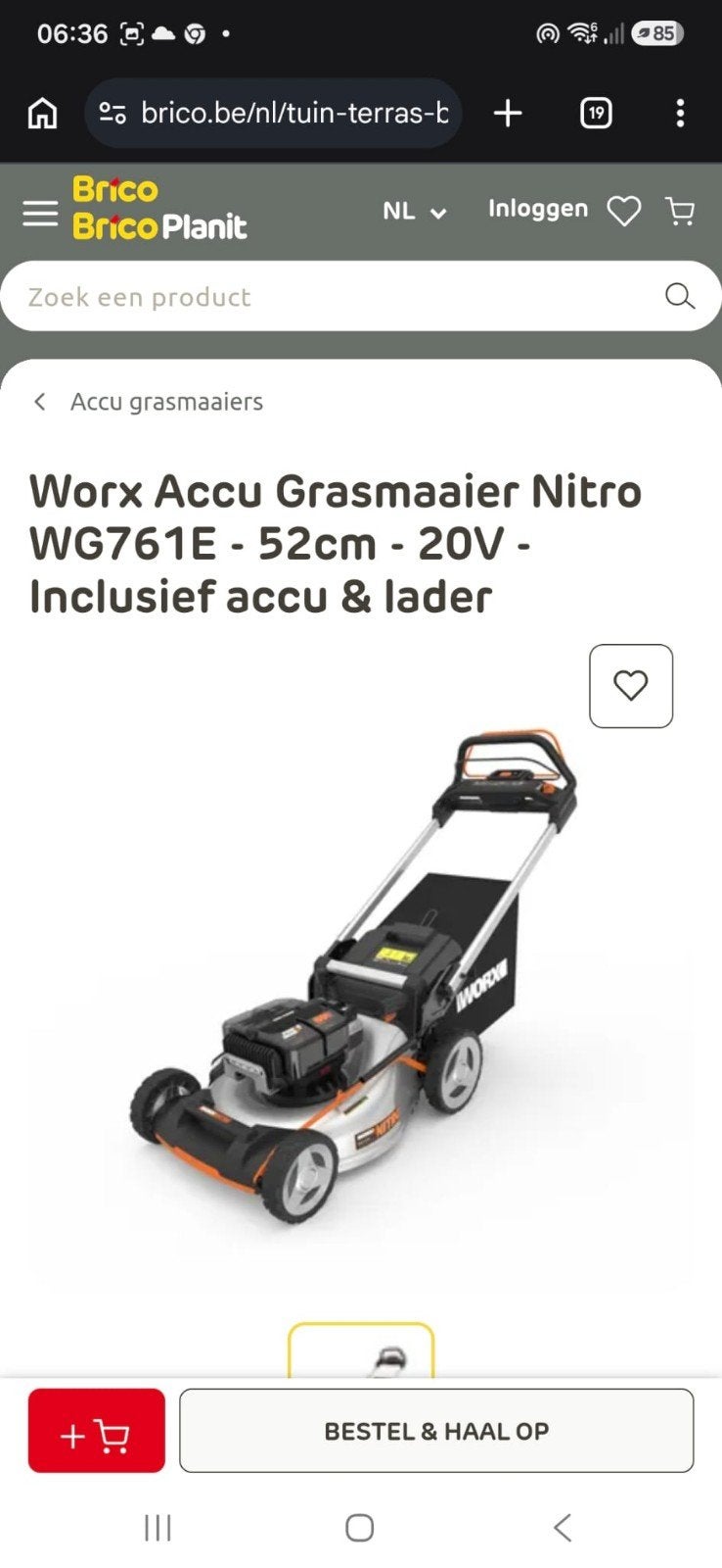 Worx Accu Grasmaaier, Ophalen