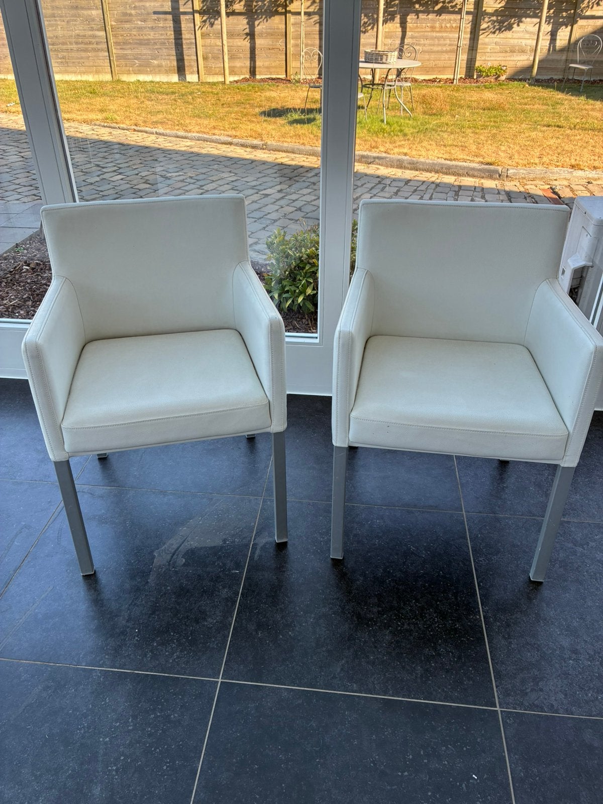Witte tuinzetels, Tuin en Terras, Ophalen, Zo goed als nieuw