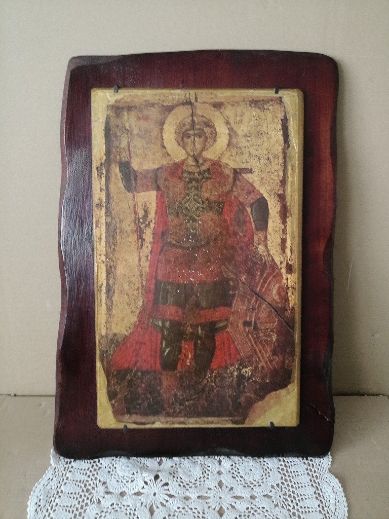 Sint Joris Icoon 23x39cm icon Saint George John Zograph, Verzamelen, Religie, Ophalen of Verzenden, Gebruikt, Overige typen, Christendom | Katholiek