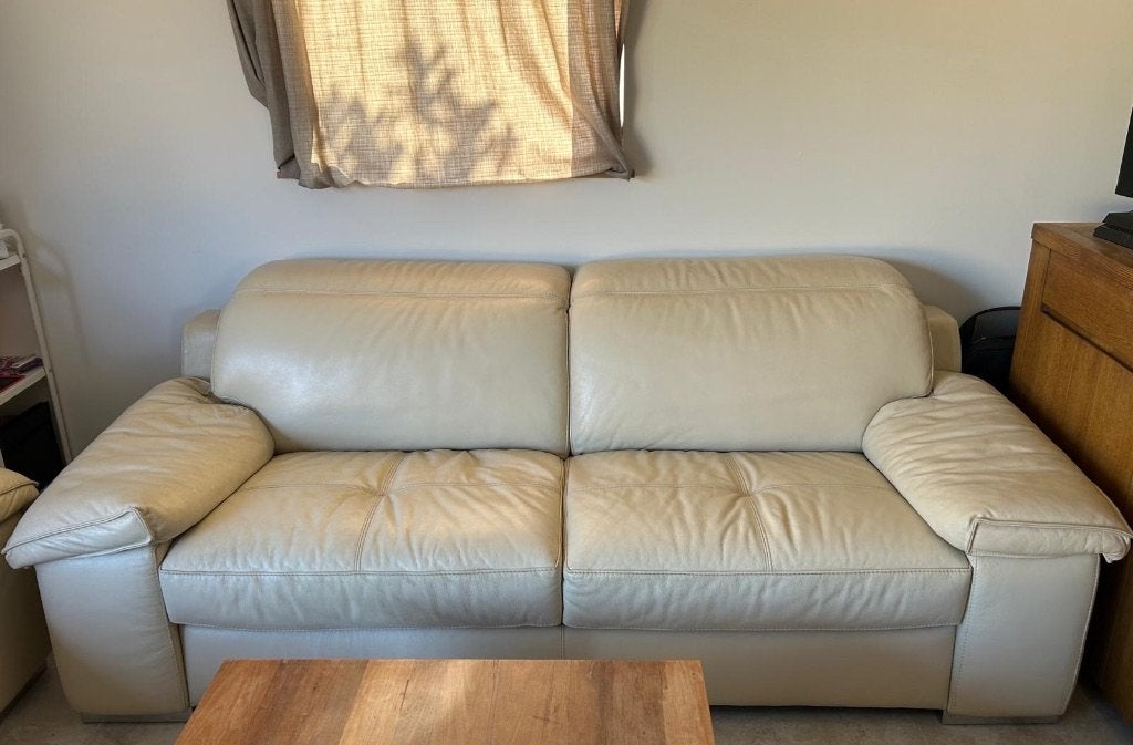 Fauteuil cuire blanc cassé, Enlèvement, Utilisé, Cuir, 100 à 125 cm