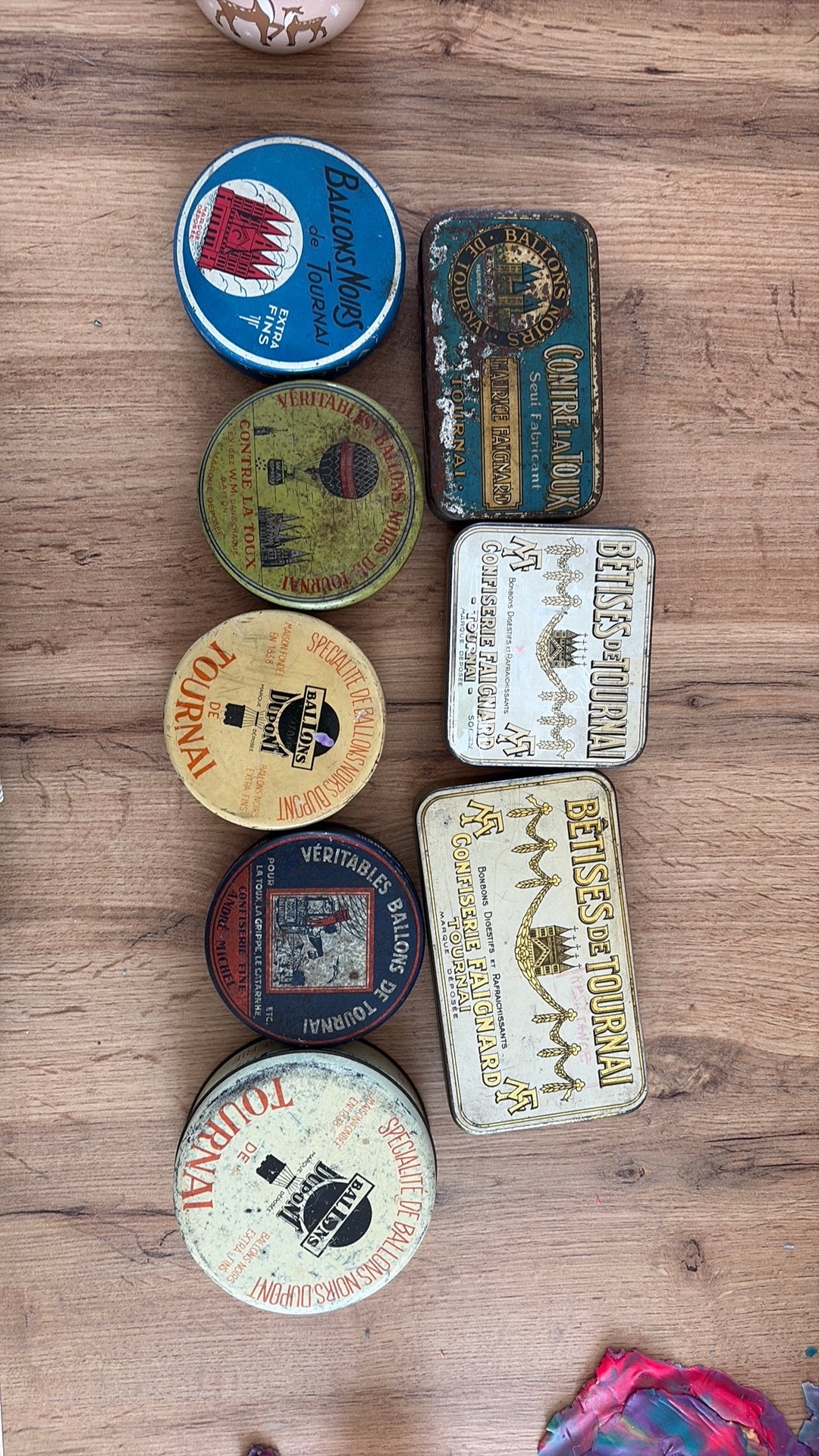 8 boîtes en métal Confiserie Tournai (Faignard / Dupont), Enlèvement ou Envoi