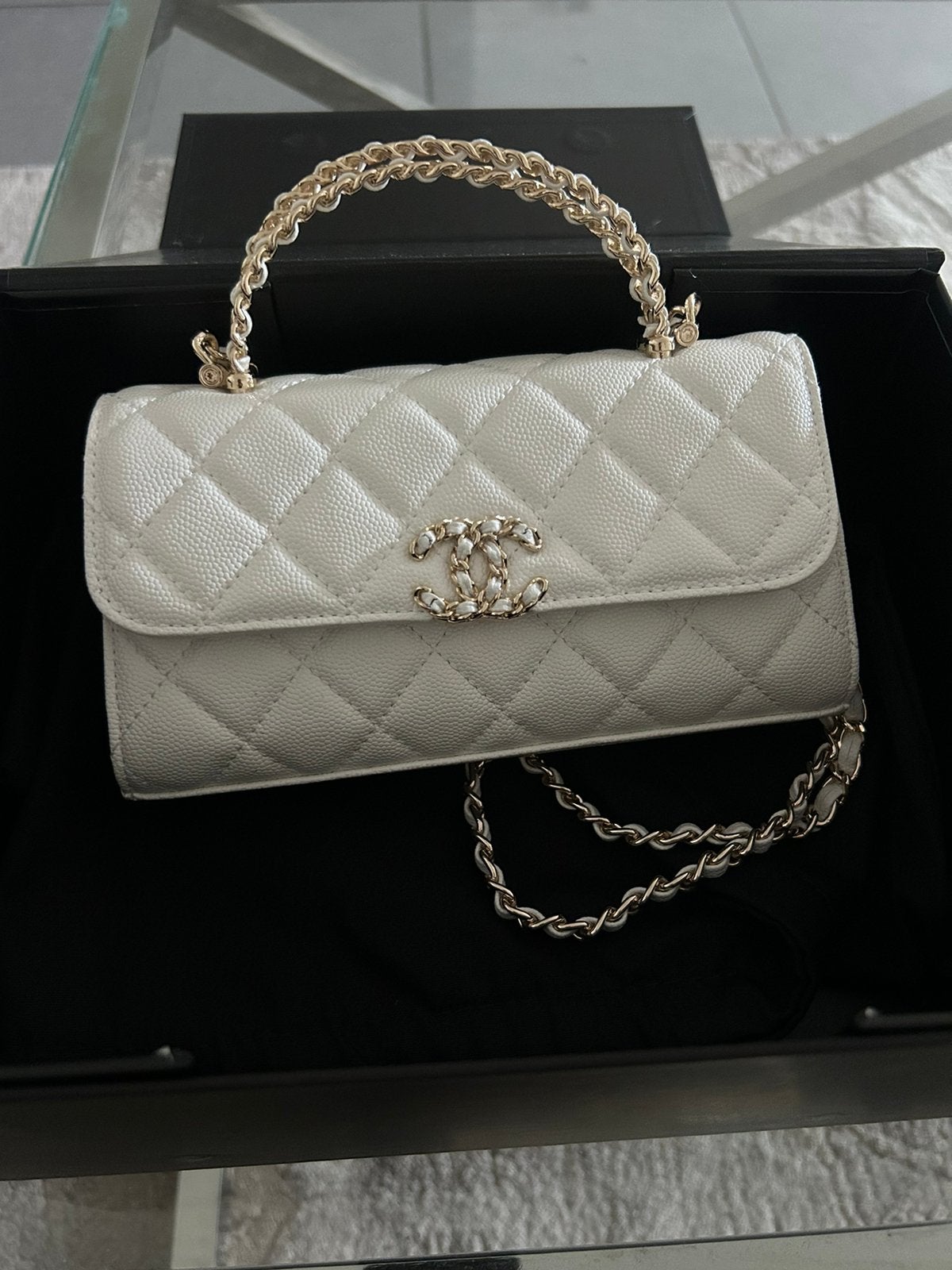 Sac blanc chanel, Enlèvement ou Envoi, Comme neuf, Blanc