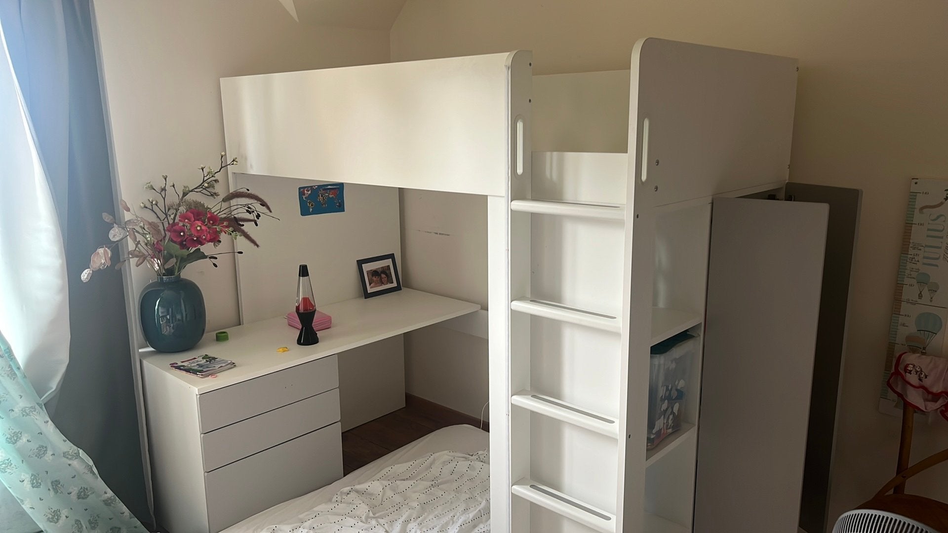 IKEA hoogslaper met bureau (Småstad), Enfants & Bébés, Enlèvement, Comme neuf