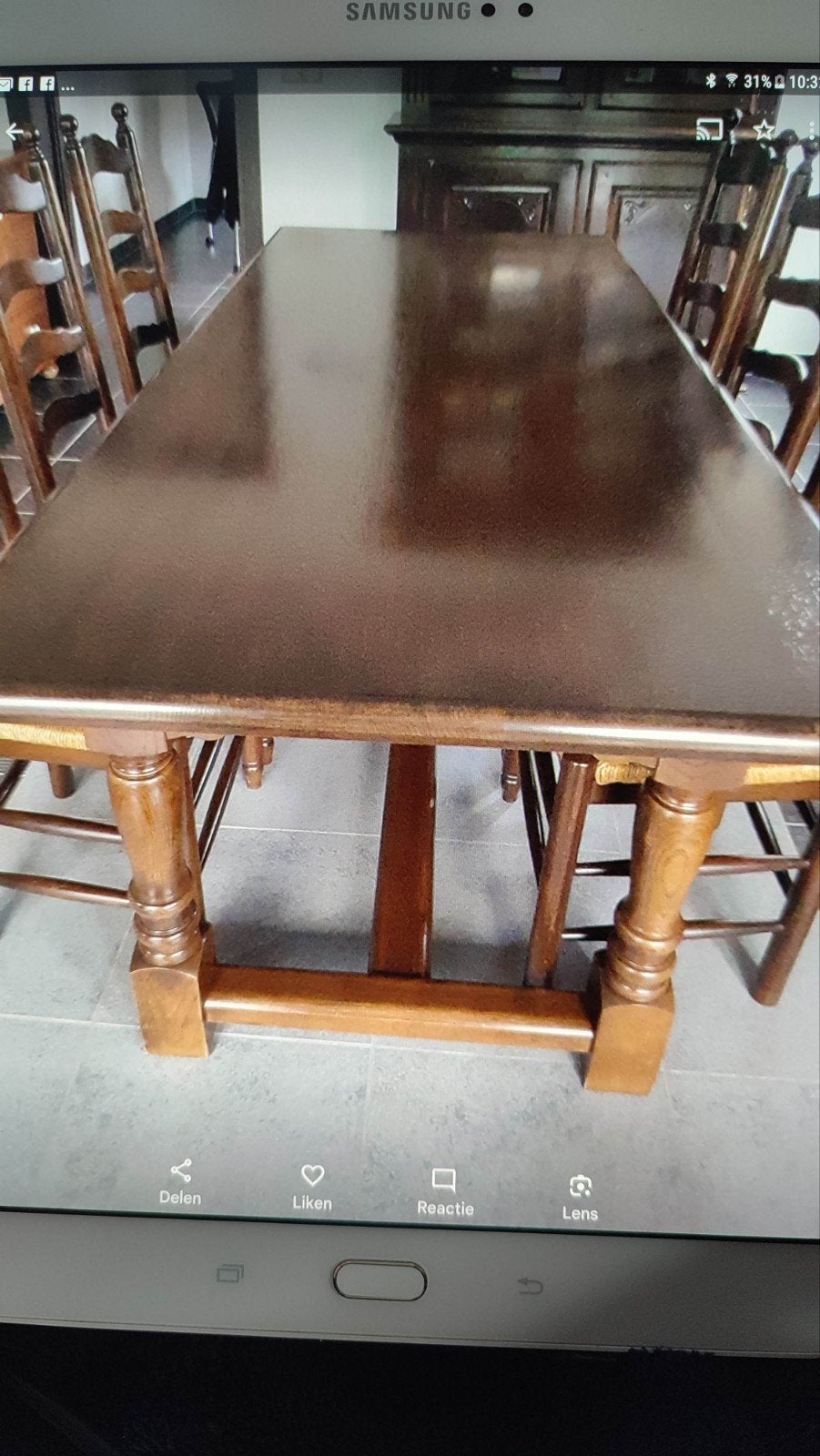 eetkamer tafel met zes stoelen in eik mooie staat, Ophalen, Zo goed als nieuw