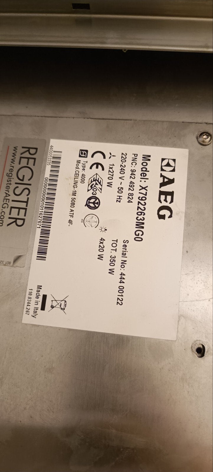 AEG dampkap, Ophalen