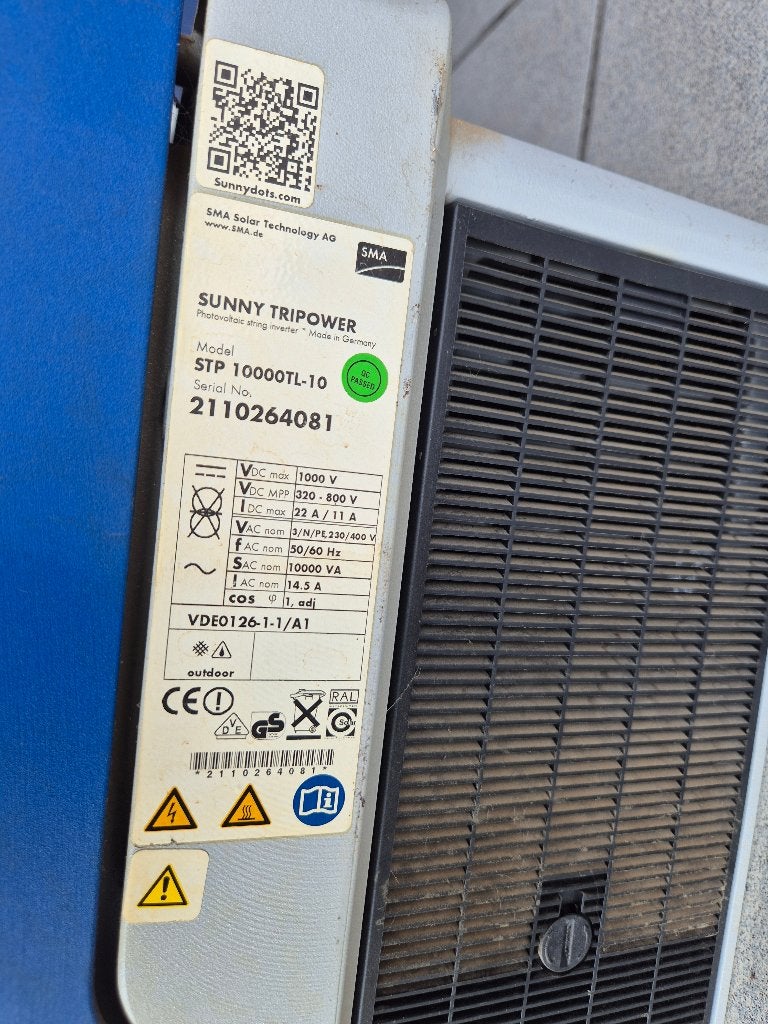 SMA Sunny Tripower STP 10000TL-10, Bricolage & Construction, Enlèvement, Utilisé, 200 watts-crêtes ou plus