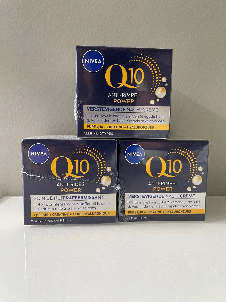 3* Nivea Q10 Anti Rides Power Nachtcrème, Handtassen en Accessoires, Ophalen of Verzenden, Nieuw, Gehele gezicht, Verzorging