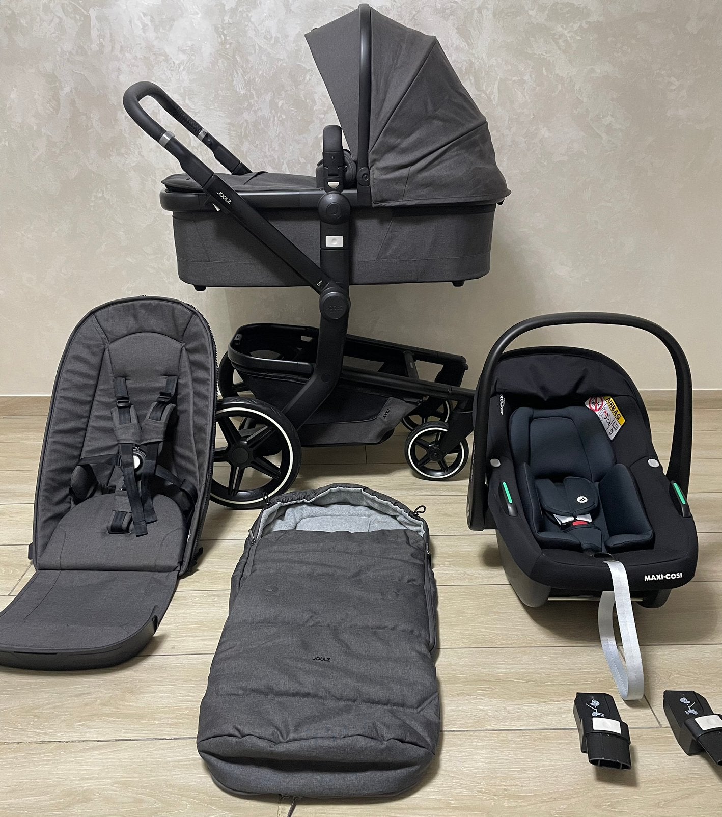 Joolz Day+ Awesome Anthracite 3-in-1 Compleet Set, Kinderen en Baby's, Buggy's, Ba, Zo goed als nieuw, Ba, Maxi-Cosi