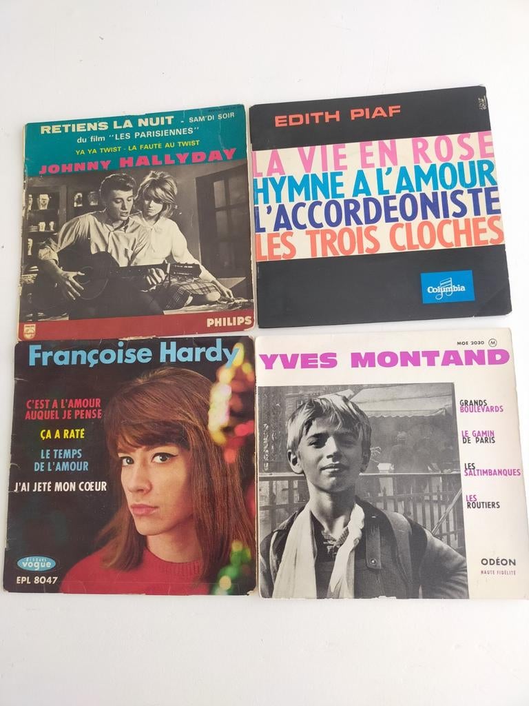 25 stuks ep's en singles Franse chansons, Cd's en Dvd's, Ophalen, EP