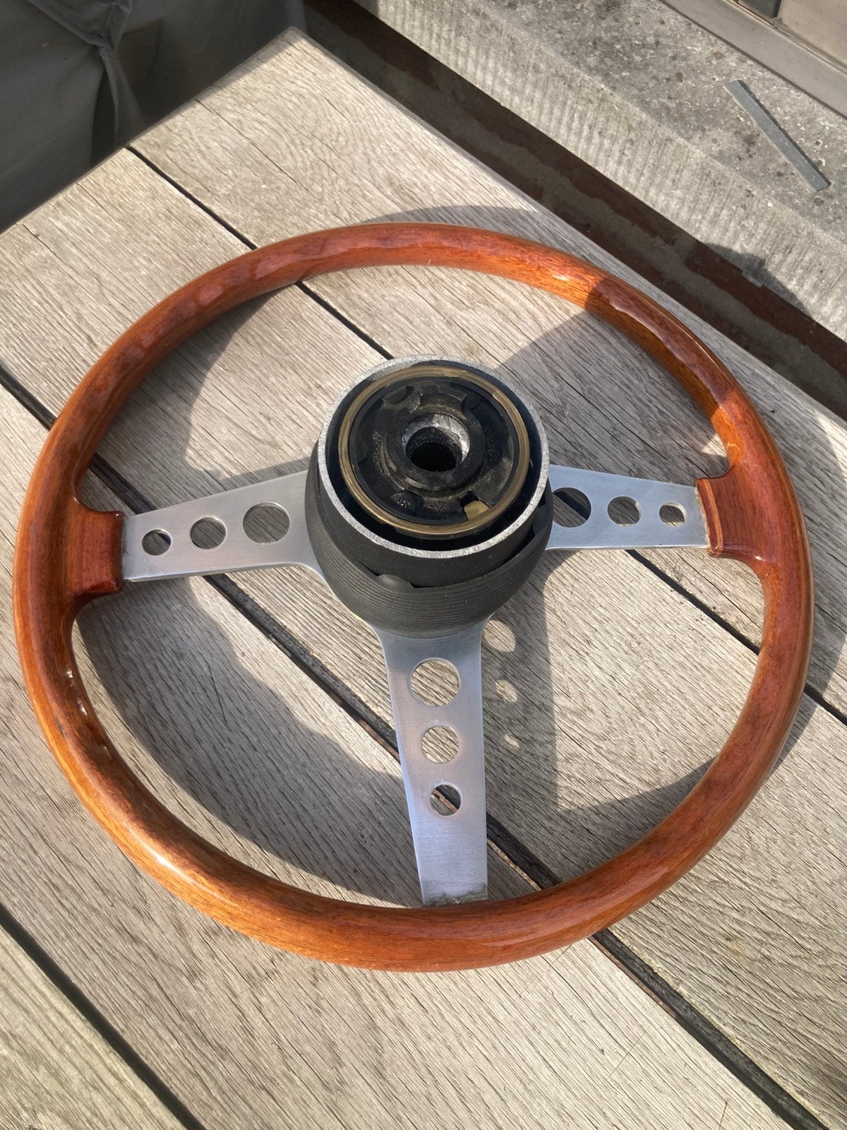 Stuurwiel van hout en aluminium, Ophalen of Verzenden, Gebruikt