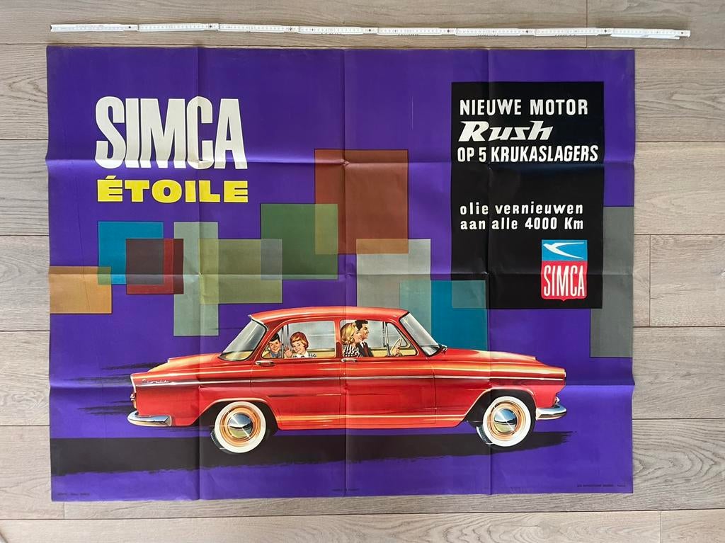 Simca Vintage Poster, Ophalen of Verzenden, Zo goed als nieuw