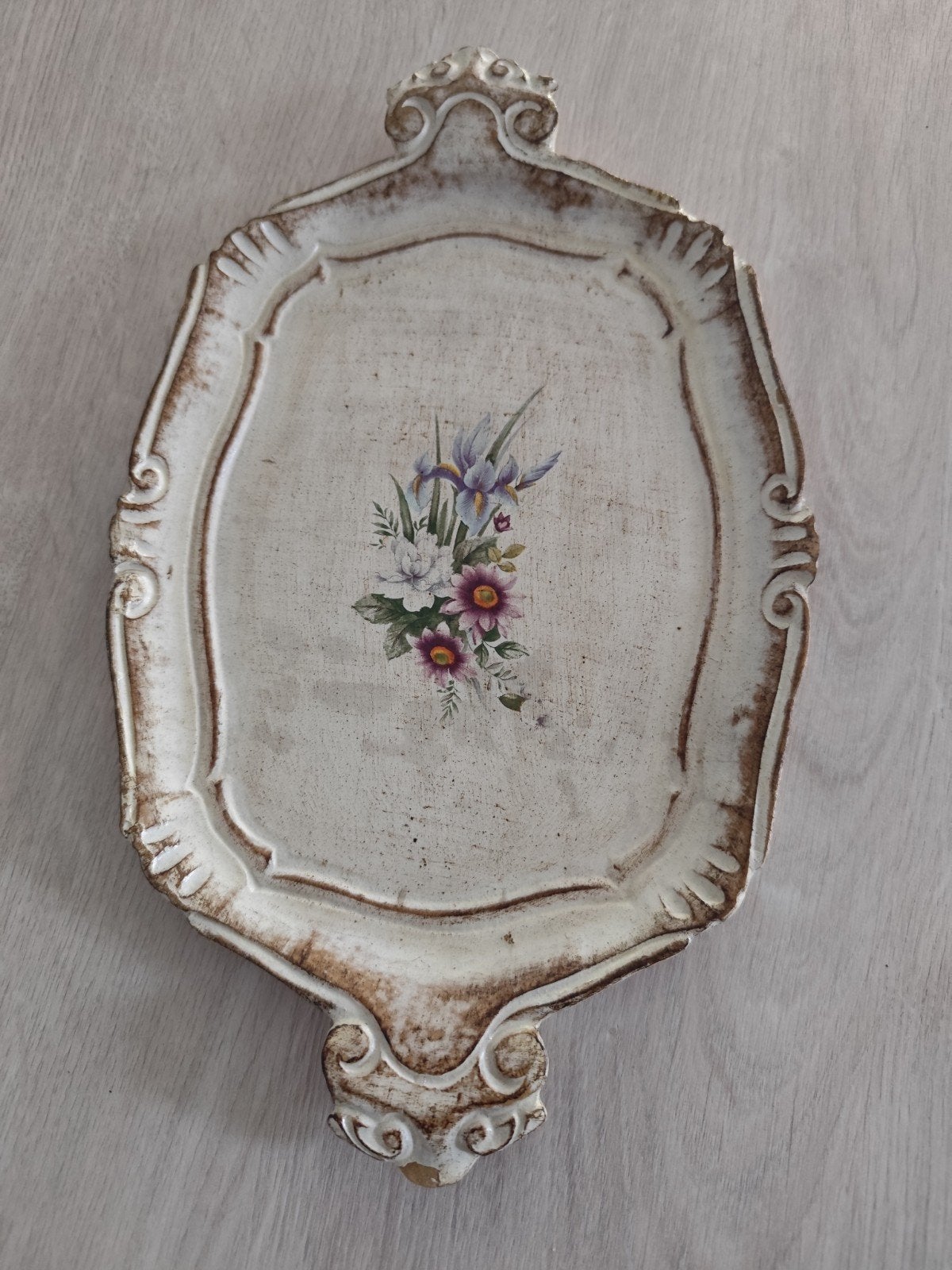 Vends un authentique plateau florentin vintage, Enlèvement ou Envoi, Bois, Plateau