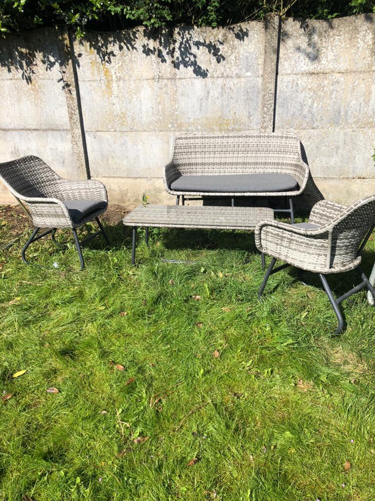 Wicker loungeset, Tuin en Terras, 4 zitplaatsen, Gebruikt, Ophalen of Verzenden, Loungeset