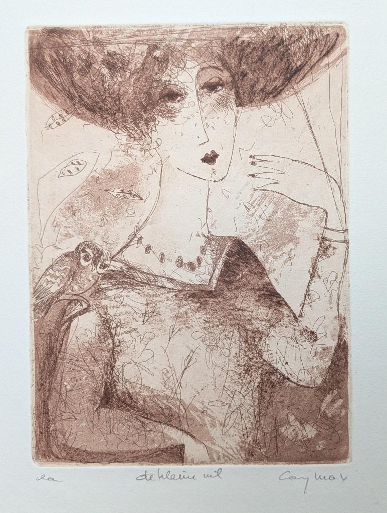 Katrien Caymax - ets - de kleine uil, Ophalen of Verzenden, Ets, Gesigneerd