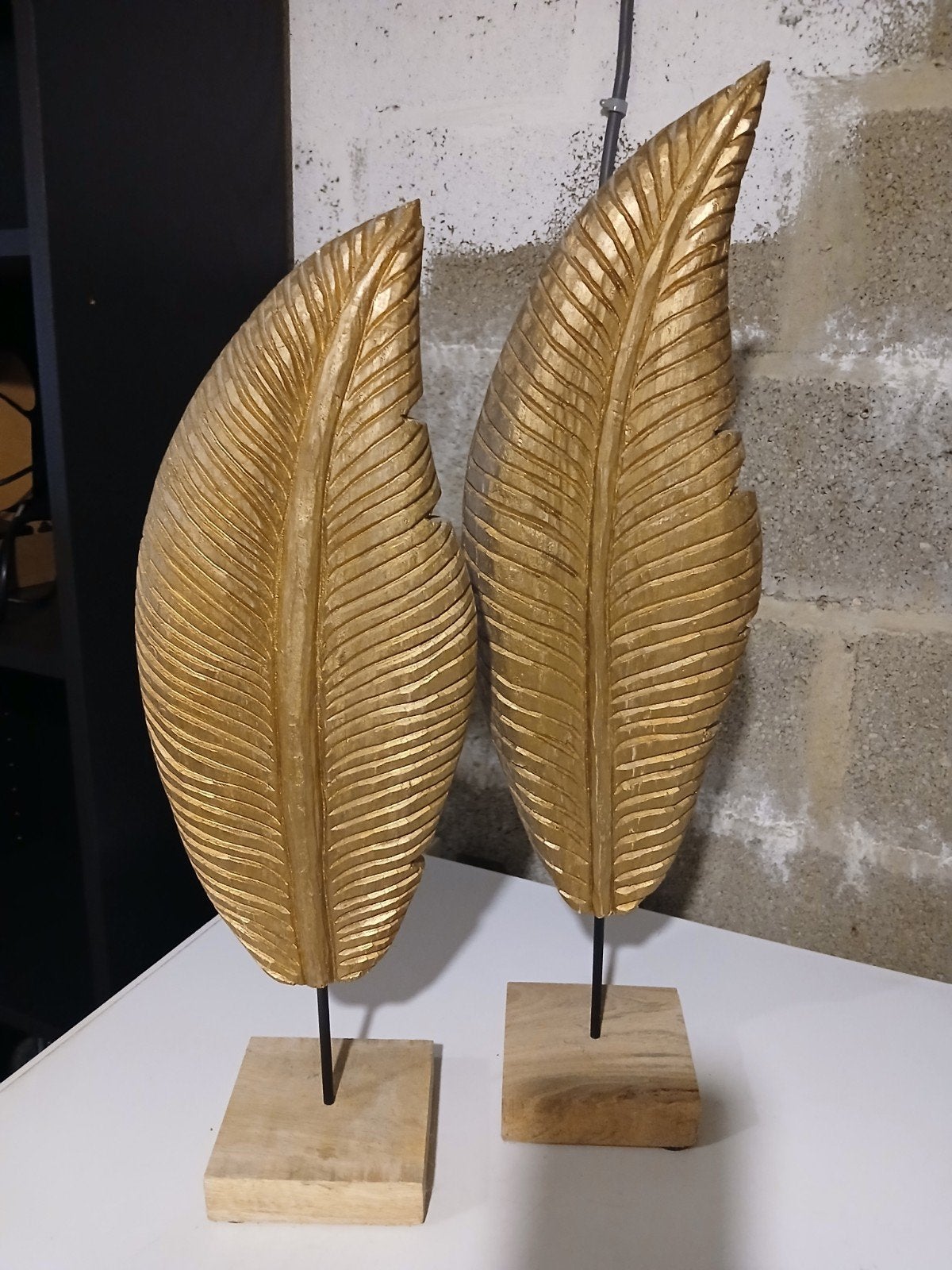 Decoratie veren, Huis en Inrichting, Ophalen, Zo goed als nieuw, Goud, Hout