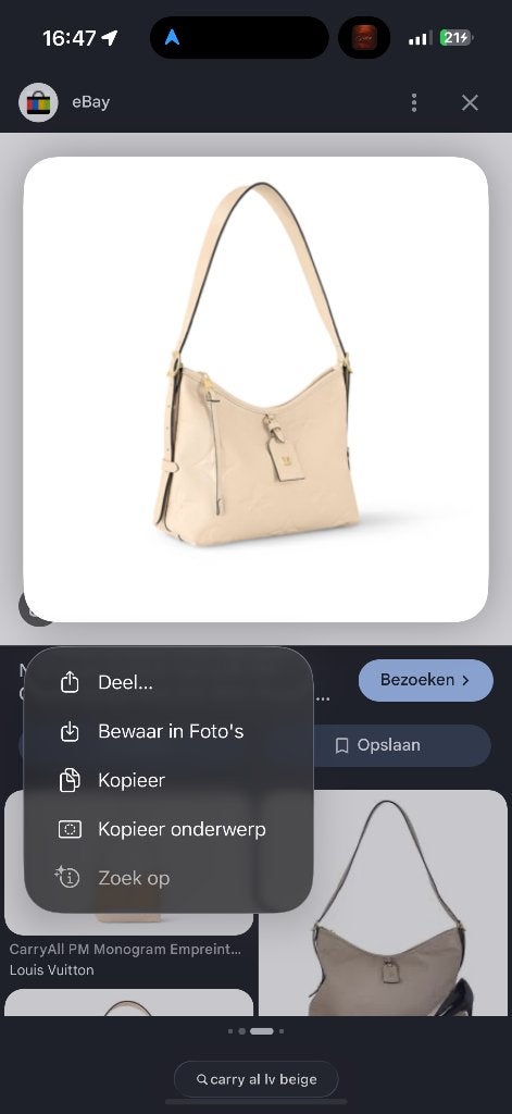 Louis Vuitton Carry all beige, Ophalen of Verzenden, Zo goed als nieuw, Beige, Handtas