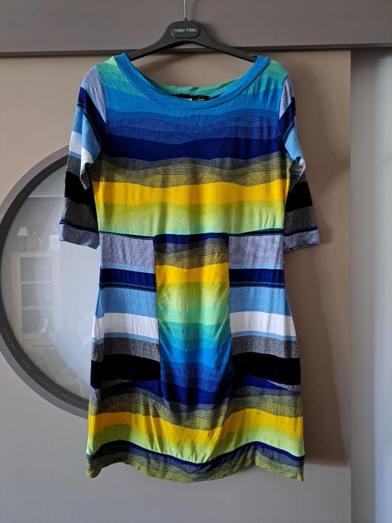 Desigual kleurrijke jurk, veel stretch, mt L, Kleding | Dames, Jurken, Zo goed als nieuw, Maat 42/44 (L), Boven de knie, Ophalen of Verzenden
