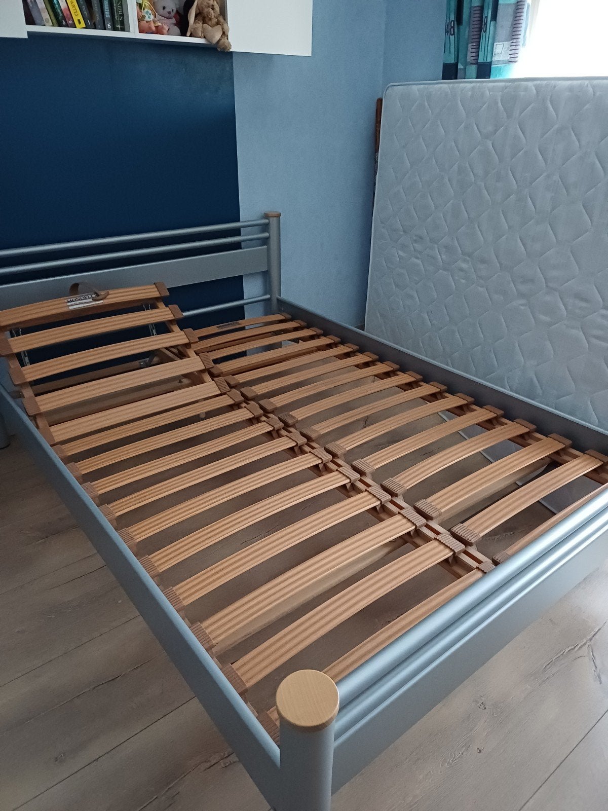 2-persoonsbed, Maison & Meubles, Chambre à coucher | Lits, Métal, Gris, Réglable, Enlèvement