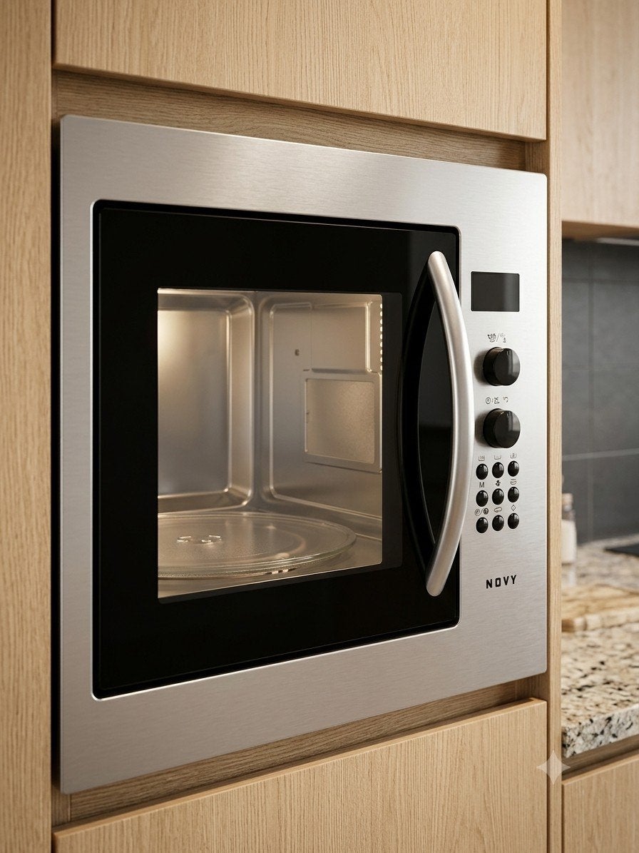 Kwalitatieve Novy RVS Microgolfoven met Grill/Oven Functie, Elektronische apparatuur, Microgolfovens, Gebruikt, Grill, Ophalen of Verzenden