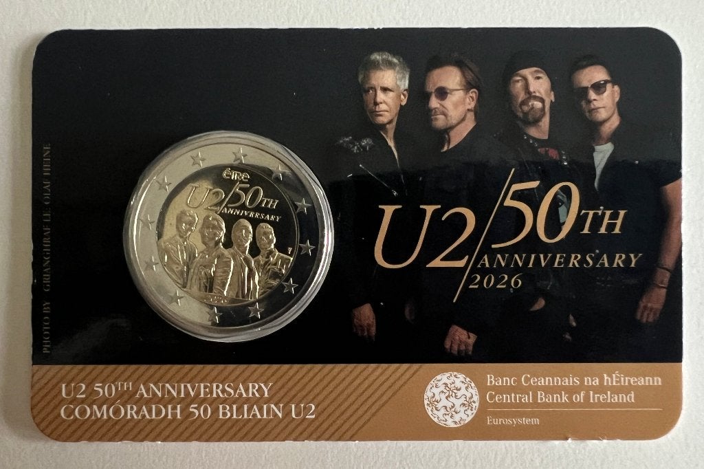 2 euro - Ierland coincard 2 euro 2026 50 jaar U2, Timbres & Monnaies, Enlèvement ou Envoi, Irlande, 2 euros, Monnaie en vrac