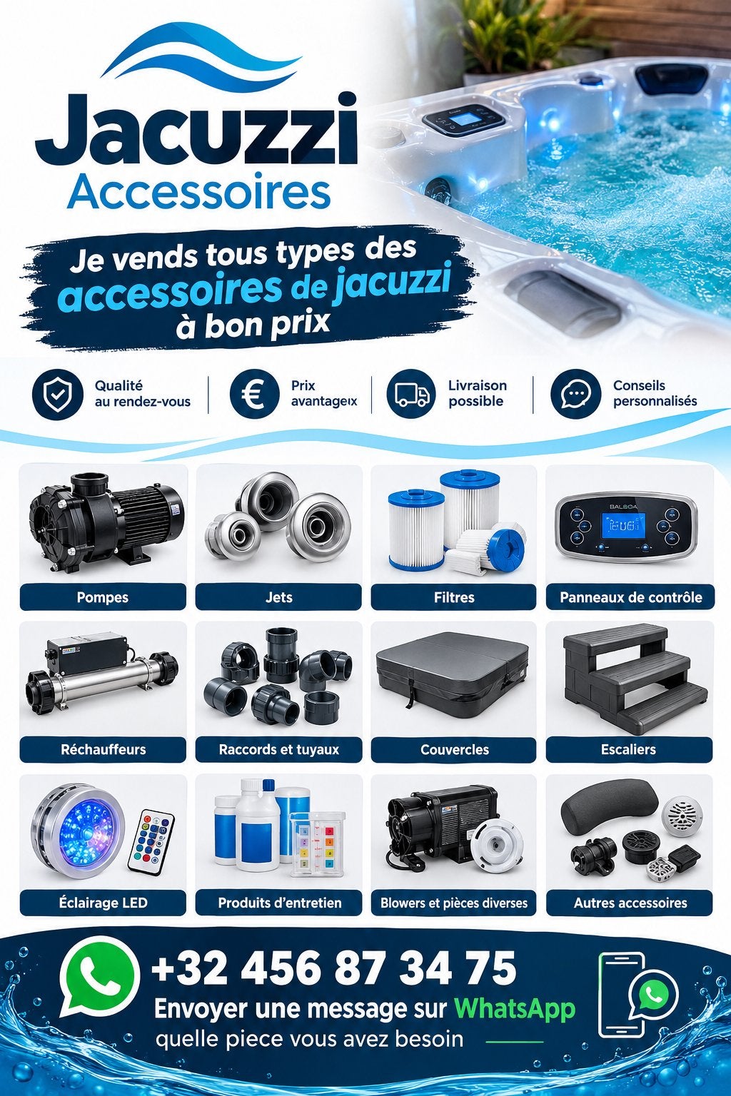 Accessoires et pièces pour jacuzzi – À petits prix !, Jardin & Terrasse, Enlèvement, Neuf