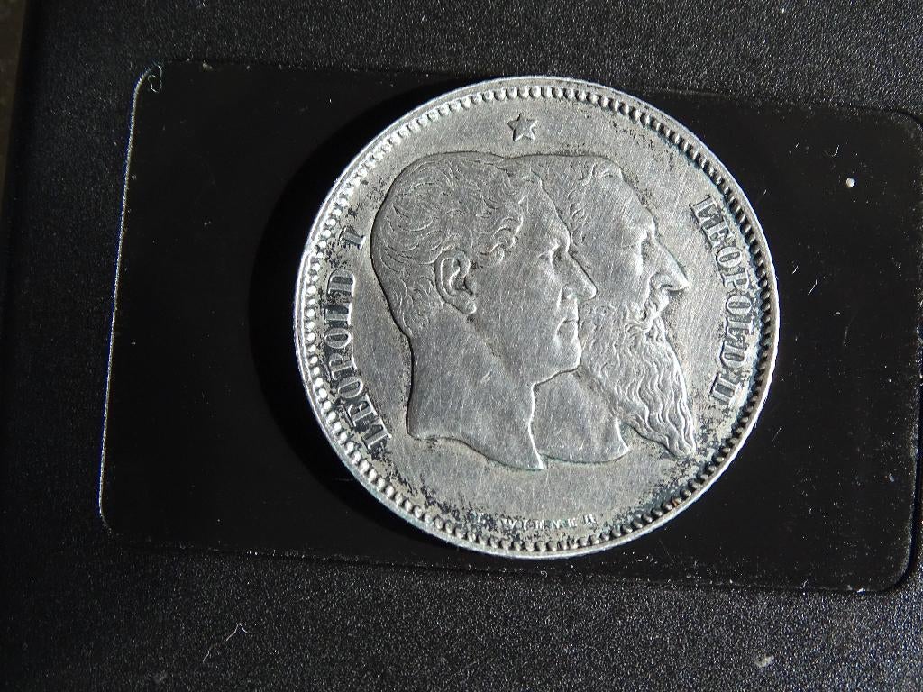 Leopold I en II, 1 frank 1880, Verzenden, Zilver, Losse munt, Zilver