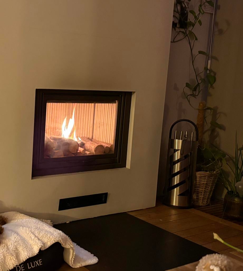Houtkachel met blazer, Huis en Inrichting, Kachels, Ophalen, Houtkachel, Zo goed als nieuw, Inbouw